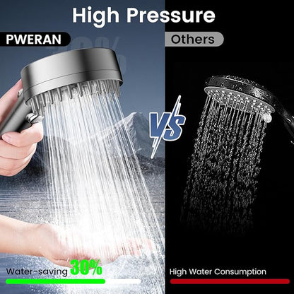Filtered Shower Head with Handheld, High Pressure Showerhead with Filters | 4 Spray, ON/OFF Switch for Pets, Detachable Shower Heads with Water Softener Filter Beads for Hard Water- Remove Chlorine