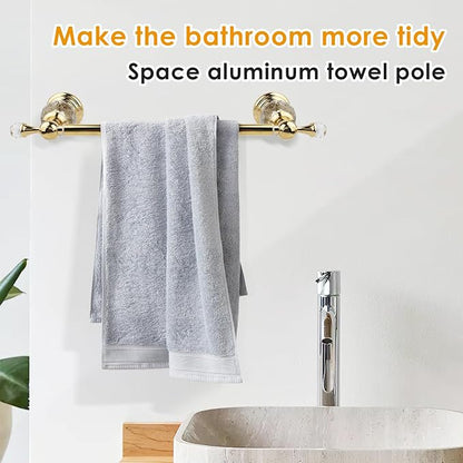 Wall Mounted Polished Gold Towel Bar,Crystal Towel Holder Adjustable Towel Rack Expandable Rail Bathroom Accessories