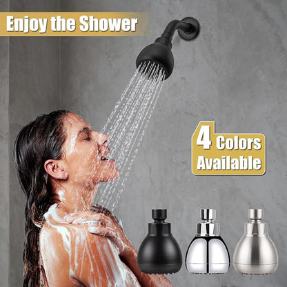 AISOSO Shower Head 2PCS,High-Pressure Fixed Showerhead 3",Matte Black | 360 Rotatable Design, Self-Cleaning Silicone Nozzles, Strong Spray Bathroom Accessory For Relaxing Indoor & Outdoor Shower