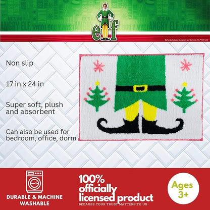 Elf Movie Buddy Christmas Bathroom Mat Rug (17x24) - Non-Slip Plush Poly Knit Holiday Home Decor Accent - (Officially Licensed Product) By Franco Collectibles