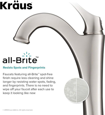 KRAUS KVF-1200CH Arlo Single Handle Vessel Bathroom Faucet with Pop Up Drain, Chrome (2 Pack)