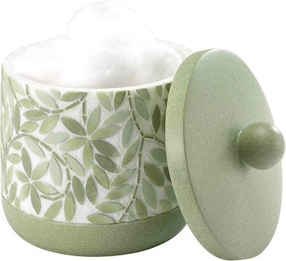 Avanti Linens - Covered Jar, Resin Countertop Accessories, Guest Bathroom Essentials (Stratford Collection, Green)
