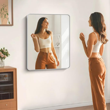 DESBING 30" x 36"Bathroom Mirror, Silver Wall Mirror with Metal Frame, Decorative Rectangular Vanity Mirror for Bedroom Bathroom Living Room Entryway (Horizontal/Vertical)