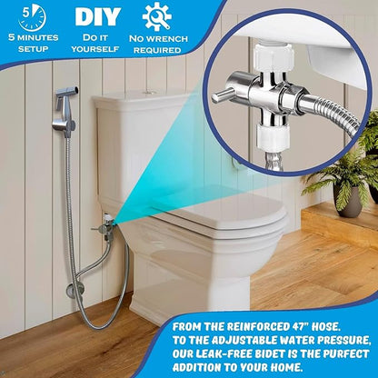 Premium Bidet Sprayer - Handheld Bide Jet Spray for Toilet | Adjustable Water Pressure | Leak-Proof Stainless Steel Toilet Bedit Sprayer | Muslim Shower | Cloth Diaper Washer | Bathroom Bidet