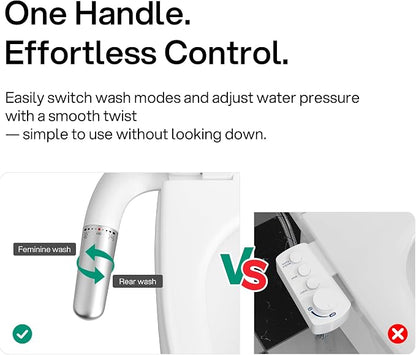 hansrapo Ultra-Slim Bidet Attachment for Toilet, Dual mode Fresh Water Bidet with Self-Cleaning Nozzle, One-Handle Pressure Control, Quick-Release Design, Non-Electric Bidet Seat Attachment