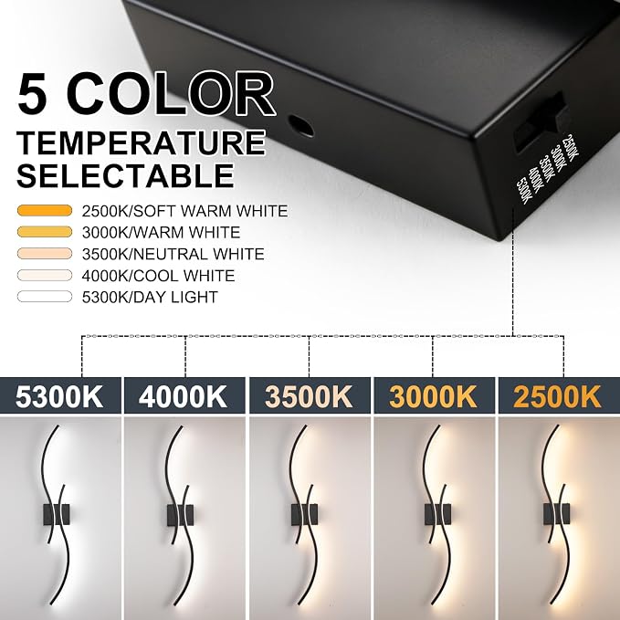 39in Bathroom Vanity Light Fixture, 34W 5CCT Dimmable Modern Led Bathroom Light Fixtures Over Mirror, Black LED Vanity Lighting Bar for Bathrooms (Black, 39inch)