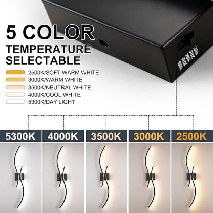 39in Bathroom Vanity Light Fixture, 34W 5CCT Dimmable Modern Led Bathroom Light Fixtures Over Mirror, Black LED Vanity Lighting Bar for Bathrooms (Black, 39inch)