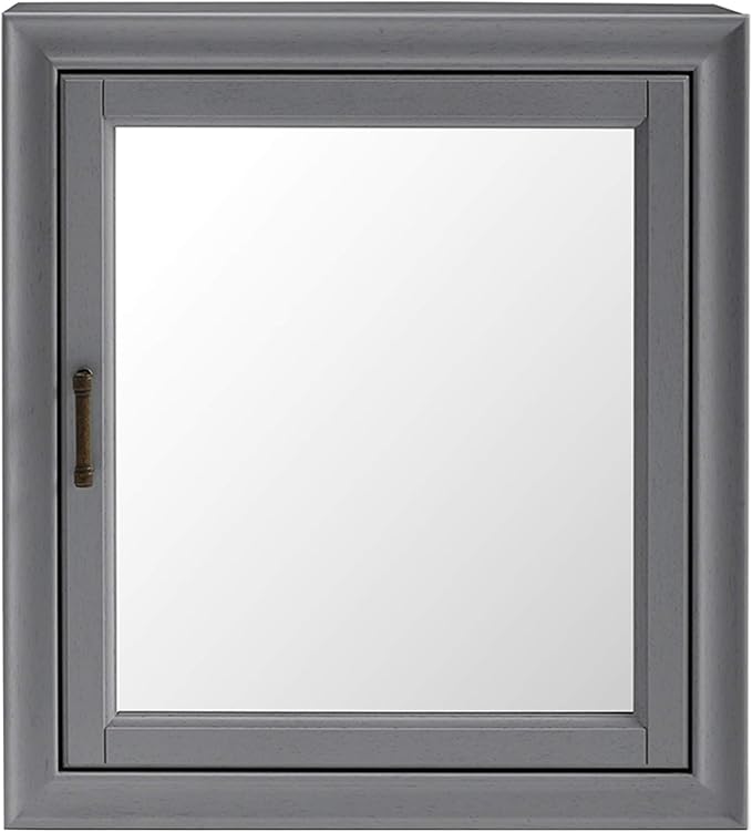 Crosley Furniture Tara Wall Mounted Bathroom Mirror and Medicine Cabinet, Vintage Gray
