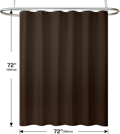 Shower Curtain and Liner, 3 in 1 Shower Curtain Set with 12 Double Sided Shower Curtain Hooks, Cloth Shower Curtains for Bathroom,Waterproof, Brown 72 * 72