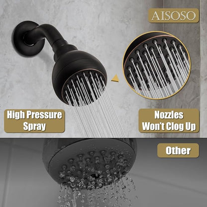 AISOSO Shower Head 2PCS,High-Pressure Fixed Showerhead 3",Oil Rubbed Bronze