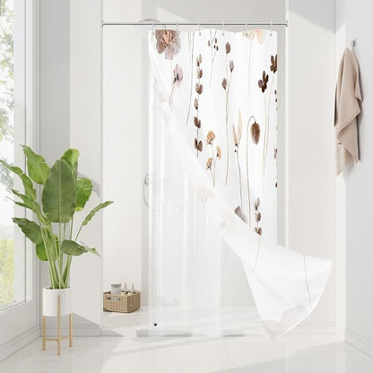 Small Stall 3 in 1 Shower Curtain Set, 36x72 | Narrow Half 3 in 1 Shower Curtain Set, PEVA Liner Set & 12 Double Sided Steel Hooks, Waterproof Fabric Bathroom Curtain