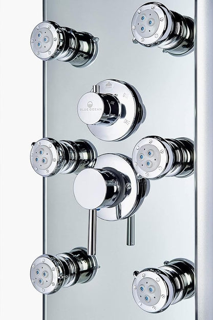 Blue Ocean 52" Aluminum SPA392M Shower Panel Tower System with Rainfall Shower Head and 8 Adjustable Massage Jets