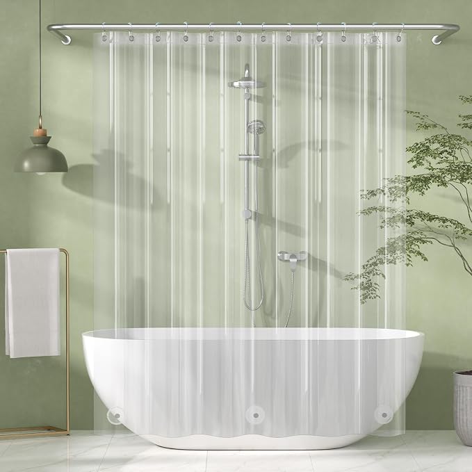 Long Shower Curtain Liner with Magnets, 72 x 78 Plastic Clear Shower Liner PEVA Waterproof Medium Weight Inside Shower Curtains Liner for Bathroom with Rustproof Grommets