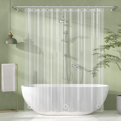 Long Shower Curtain Liner with Magnets, 72 x 78 Plastic Clear Shower Liner PEVA Waterproof Medium Weight Inside Shower Curtains Liner for Bathroom with Rustproof Grommets