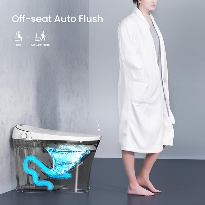 Smart Toilet with Bidet Built in, Luxury Bidet Toilet with Tank, Foam Dispenser for Self-Cleaning Shield, Heated Seat, Instant Warm Water & Dryer, Pump-Assist & Kick Flush, Digital Display
