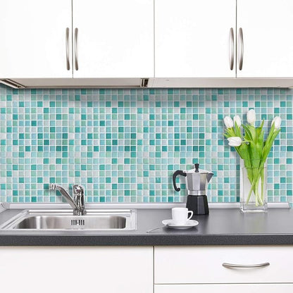 HyFanStr Peel and Stick Backsplash 3D Mosaic Tile Stickers Wall Sticker Home Decor for Kitchen Bathroom 9.26" x 9.26"(Pack of 4)