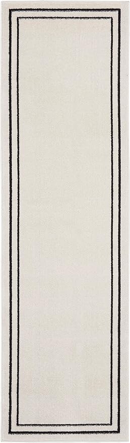 Nourison Home Nourison Essentials Ivory/Black 2' x 6' Area Rug - Easy Clean, Non Shedding, Bed Room, Living Room, Dining Room, Kitchen (6' Runner)