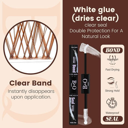 B&Q Brown Lash Clusters Kit Natural Mochalash Clusters 03, Wispy Eyelash Clusters Kit C-Curl Cluster Eyelash Extensions 8-16mm Brown Lash Eyelashes Kit for Fair/Dark Hair(Mochalash 03 Set)
