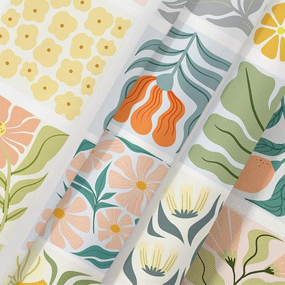 JAWO Cute Boho Floral Shower Curtain, Vintage Colorful Abstract Floral Retro Aesthetic Shower Curtain for Bathroom, Funky Unique Waterproof Fabric Polyester Bath Curtains Decor with Hooks,48Wx70H