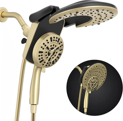 Foldable Rainfall Shower Head 9 Spray Settings/Modes Handheld Showerheads | High Pressure Shower Heads with Handheld Spray Combo, Built-in Magnetic Docking, Power Jets, Stainless Steel Shower Hose