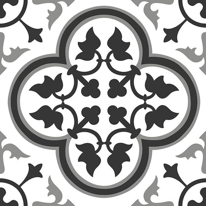 FloorPops 12-in by 12-in Villa Peel and Stick Floor Tiles (10 Tiles), (10 sq.ft./Carton), Black and White