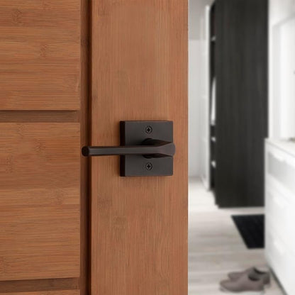 Kwikset Lisbon Interior Privacy Door Handle with Lock, Door Lever For Bathroom and Bedroom, Venetian Bronze Reversible Keyless Push Button Lock Door Lever