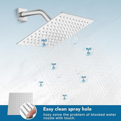 Polished Chrome Shower Faucet Set, 8 Inch Rain Shower System with Valve | Complete Rain Shower Set with Valve, Single Handle Wall Mount Design