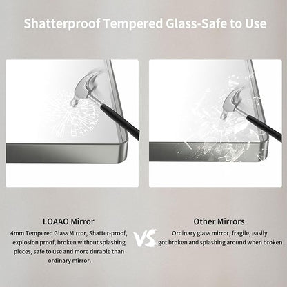 LOAAO 72X36 Inch Brushed Nickel Bathroom Mirror, Rounded Rectangle Silver Metal Frame Mirror, Brushed Nickel, Anti-Rust, Shatter Proof, Hangs Horizontally or Vertically