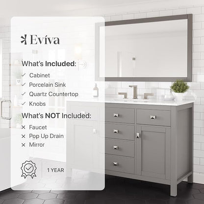 Artemis 48 in. Gray Single Sink Bath Vanity with Engineered Stone Top and Undermount Porcelain Sink