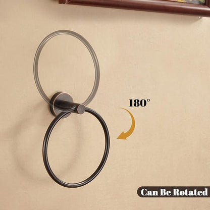 Bronze Bathroom Accessories, Oil Rubbed Bronze Hardware Set Includes 15 to 24 Inch Towel Bar Toilet Paper Holder Hand Towel Ring 2 Robe Hook Wall Mount 5 Pieces