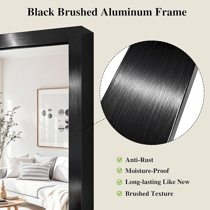 Koonmi Black Mirrors for Wall, 30x36 Inch Bathroom Mirror, Rectangular Wall Mirror for Living Room Bedroom Bathroom, Hangs Horizontally or Vertically