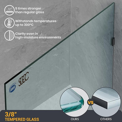 Shower Panel 21.5" W×78.75" H, Shower Screen with 3/8"(10mm) Thick Clear Tempered Glass,Fixed Frameless Waterproof Single Shower Door, with Clamps, Matte Black