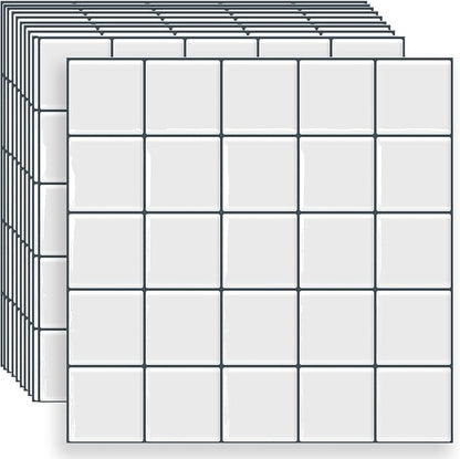 DEWOO Peel and Stick Backsplash Self Adhesive Wall Tiles White,10-Sheet | Checkered,Solid,Square,Sticky,for Kitchen,Bathroom,Laundry,Sink,12"×12"