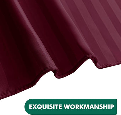 Biscaynebay Fabric Shower Curtain or Liner 72" by 72", Burgundy Water Repellent Damask Stripes Bathroom Curtains Machine Washable