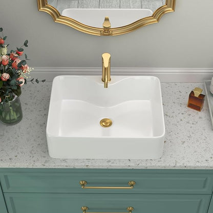 Bathroom Vessel Sink | Beslend 19"x15" Regular White Modern Ceramic Porcelain Above Counter Bathroom Sink Art Basin With Single Hole