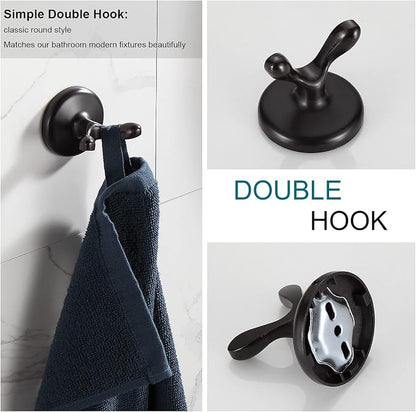 BGL Bathroom Hardware Set, Oil-Rubbed Bronze Adjustable Expandable Towel Bar 4-Piece ORB Bathroom Accessory Set Wall Mounted Robe Hook Toilet Paper Holder Towel Ring Towel Bar