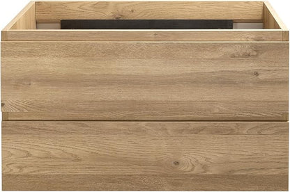 Wall-Mounted Bathroom Vanity with 2 Soft-Close Drawers – Moisture-Resistant MDF, Space-Saving Design for Modern Bathrooms (Nature Without Sink, 30)