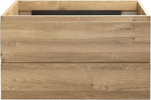 Wall-Mounted Bathroom Vanity with 2 Soft-Close Drawers – Moisture-Resistant MDF, Space-Saving Design for Modern Bathrooms (Nature Without Sink, 30)
