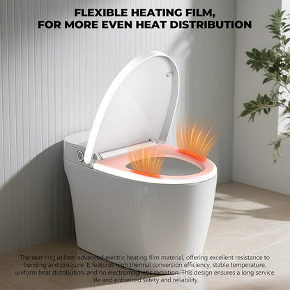 Heated Toilet Seat -Warmer Toilet Seats Elongated 6 Visual Temp Adjustable, 24V Safe Voltage Output, Slow-Close, Energy Saving, Easy Installation with PID Temperature Control