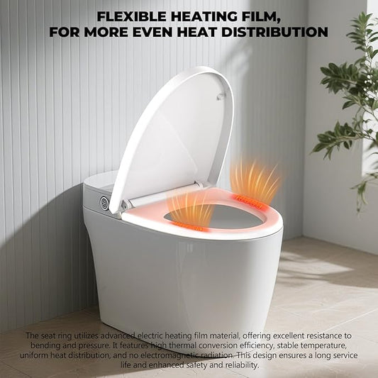 Heated Toilet Seat -Warmer Toilet Seats Elongated 6 Visual Temp Adjustable, 24V Safe Voltage Output, Slow-Close, Energy Saving, Easy Installation with PID Temperature Control