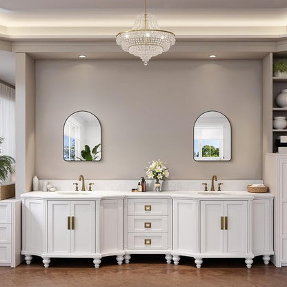 FORBATH Arched Bathroom Mirror 18x24 Inch, Black Bathroom Mirror Wall Mounted Modern Aluminum Alloy Frame Arch Mirror for Bedroom Living Room Entryway, Hanging or Leaning Against Wall