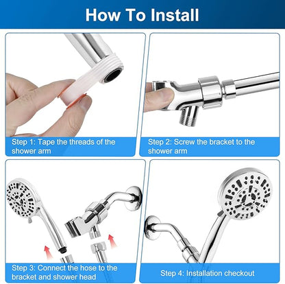 Shower Head,10 mode High Pressure shower head with handheld, Anti-clog Nozzles, Built-in 2 Power Wash to Clean Tub, Tile & Pets, High Flow Hand Held Shower Head, Leakproof 59 Inch Hose&Metal Bracket