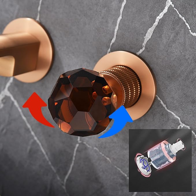 BiaoTeng Concealed Wall Mounted Faucet Bathroom Brass Hot and Cold Bathroom Vanity for Wall Mounted Faucet Grey