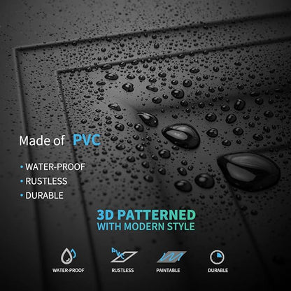 Art3d 12-Pack PVC Waterproof Drop Ceiling Tiles, 2 x 2 ft, Square, Black | Lightweight, Easy to Clean, Compatible with 15/16" Grid System, Suitable for Kitchen, Bathroom