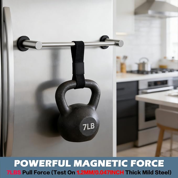ULIBERMAGNET Magnetic Towel Holder, Magnetic Towel Rail Silver with Adjustable Length, Brushed Nickel Non-Slip Stainless Steel Towel Rail for Refrigerator, Oven, Dishwasher, Laundry (2 Pack)