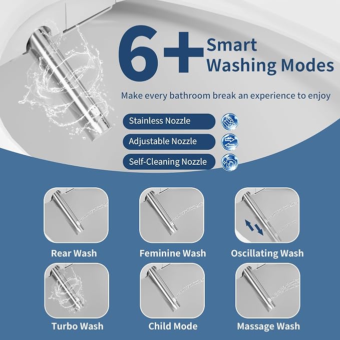 Elongated Electric Bidet Toilet Seat, Warm Water Bidet With Dryer | Luxury Smart Bidet with LED Display Panel, Adjustable Pressure, Steel Nozzle, Soft-Close, Wireless Remote, for Villa & Family