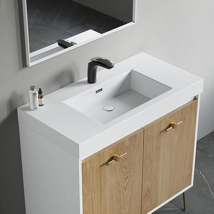 Dowell 36" Bathroom Sink,Single Bowl Vanity Basin,Rectangular Drop-In Bathroom Sink with Overflow,White-000 3618BP