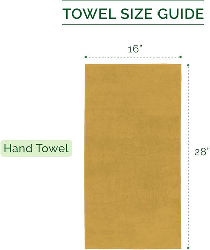 Elegant Comfort Luxury 100% Turkish Cotton Corduroy Ribbed 4 Pack Hand Towel Set 16 x 28 Inch - Absorbent, Super Soft, Quick Dry, Premium Towels for Bathroom, Gym, Spa and Hotel Use, Gold