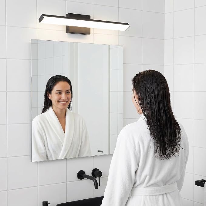 mirrea 24in 5CCT Black LED Vanity Lights for Bathroom Over Mirror | 5 color temperatures,Adjustable light angle,ETL listed,Dimmable,Bathroom lighting fixtures,Eye-friendly,Frosted acrylic shade