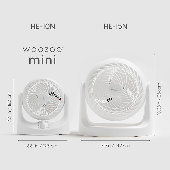 IRIS USA WOOZOO Mini Desk Fan, Dorm Bedside Office, Quiet, 112° Tilt, White | 32ft Max Air Distance, 108ft² Coverage, 112° Adjustable Vertical Tilt, 27db